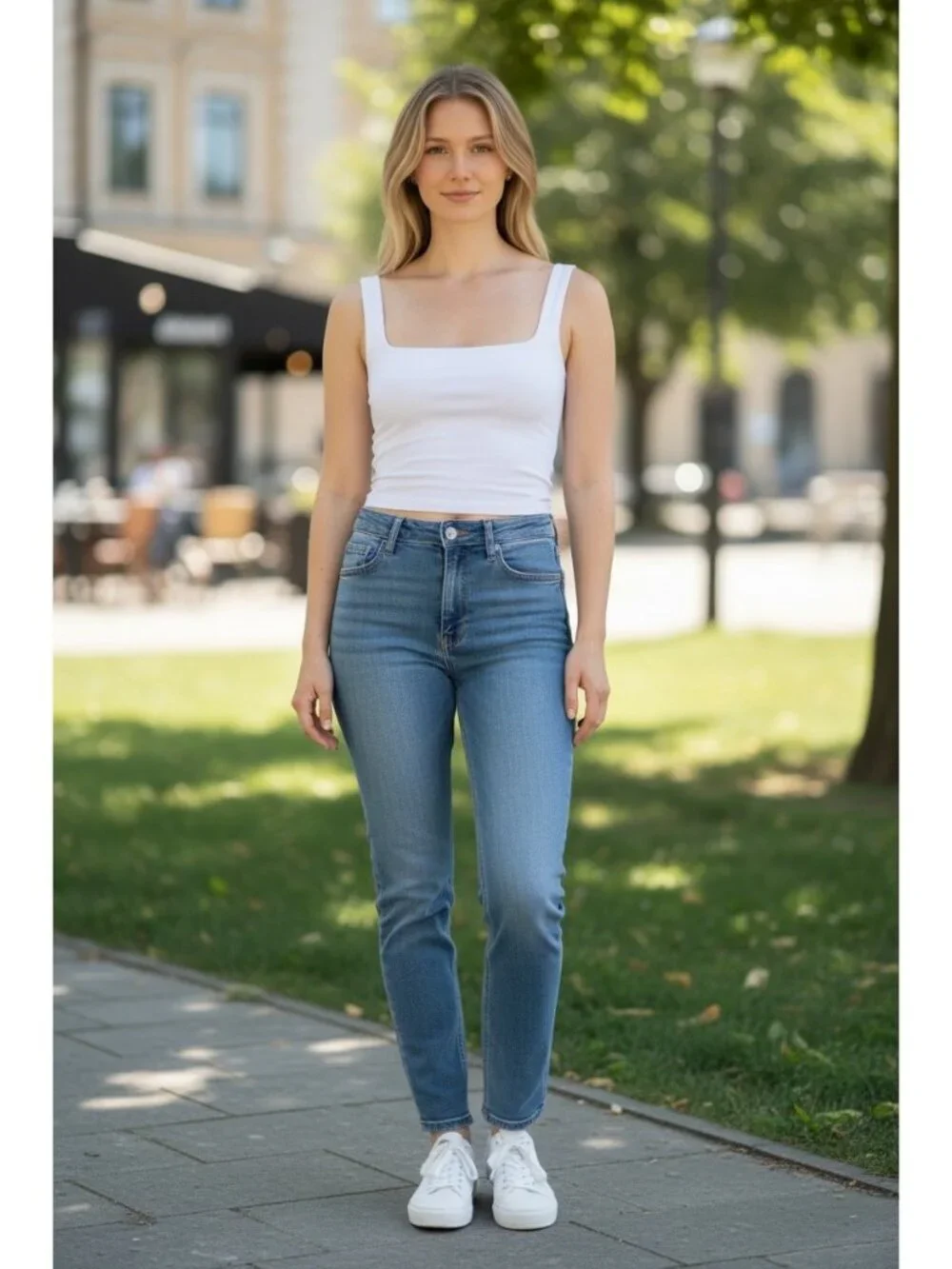 Live In The Moment Crop Tank Top Women's XS White Stretchy Square Neckline - Picture 1 of 9